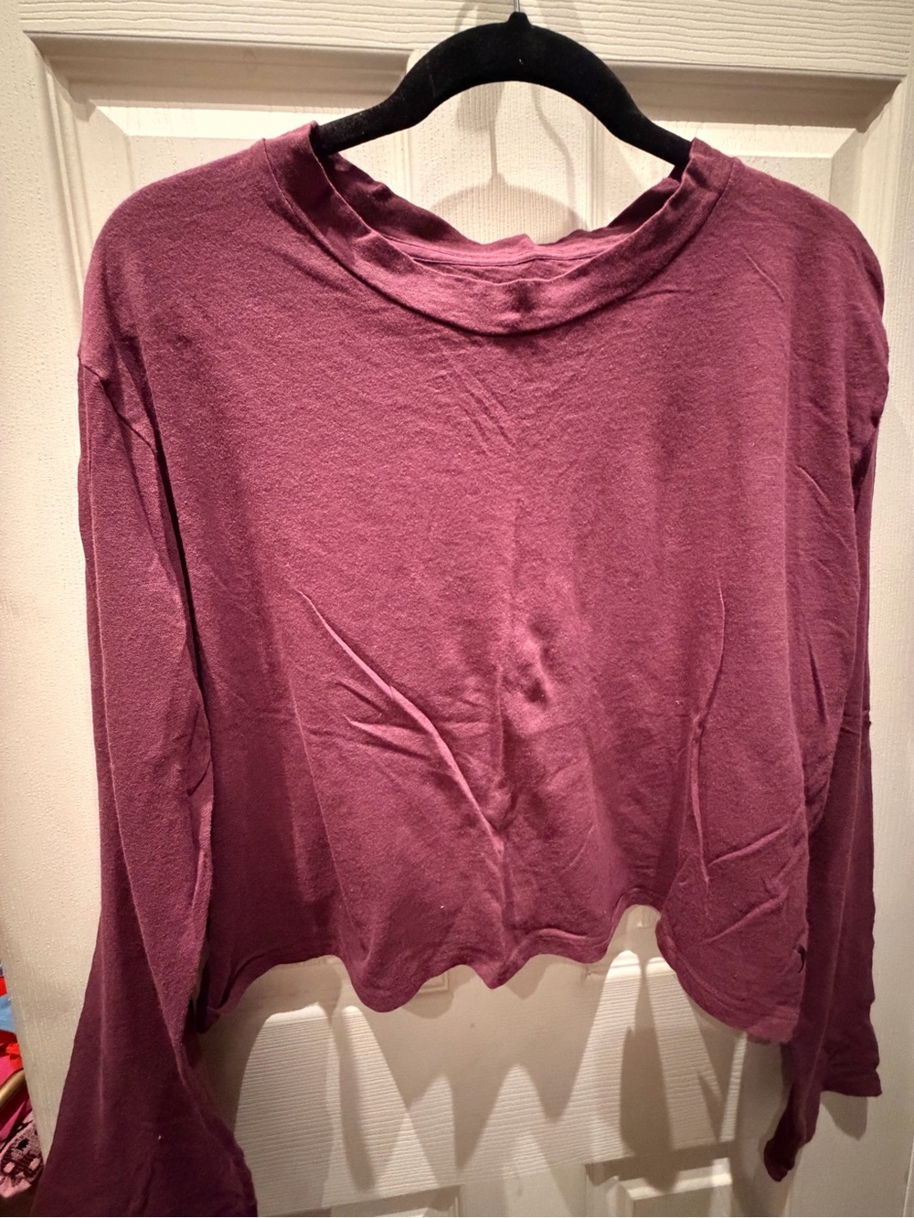 Pink Victoria’s Secret Long Sleeve Crewneck Top in Deep Plum